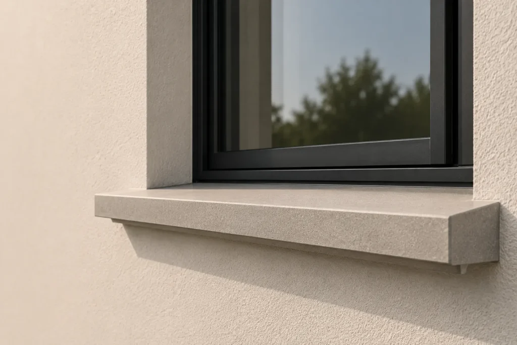 Venta de goterones en Monterrey: Fotografía de una ventana con marco color nero que tiene colocados goterones.